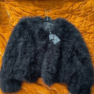 Lamarque Size Large black, Deora Ostrich feather coat.
